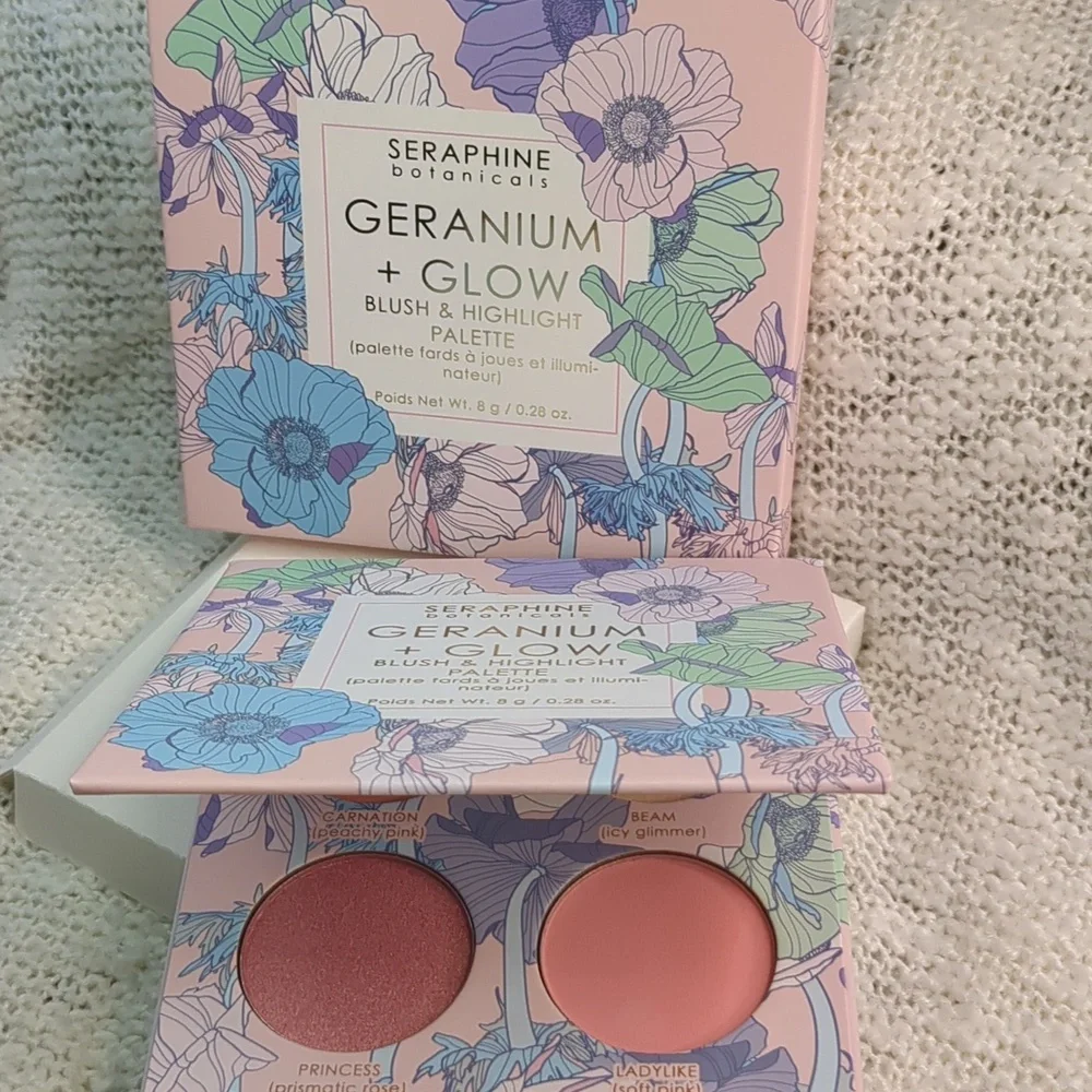 SERAPHINE botanicals Geranium+Glow Blush+Highlight Palette in HELIOPINK